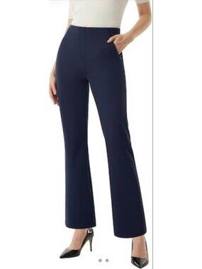 NEW AFITNE WOMEN'S YOGA WORK PANTS, STRAIGHT LEG PANTS WITH POCKETS LARGE Navy